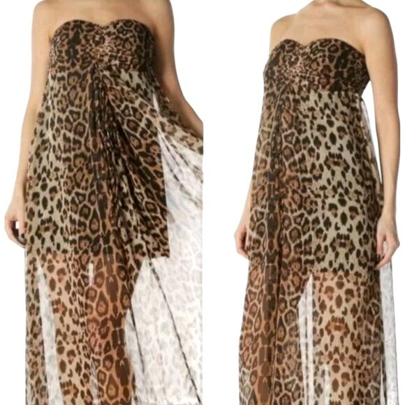 Sans Souci Dresses & Skirts - Sans Souci Leopard Print Strapless Maxi Dress Size Medium